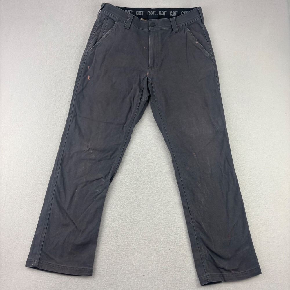 CAT Caterpillar Work Pants Mens 32x30 Grey Canvas‎ Utility Carpenter Pants